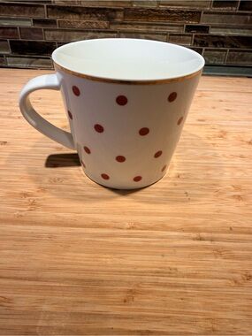 Grace White Mug with Red Polka Dots and Gold Trim